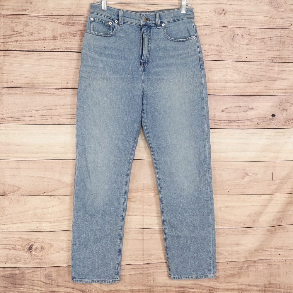 Madewell '90s Straight High Rise Jeans Womens 28 Light Wash Stretch 30x29 Denim